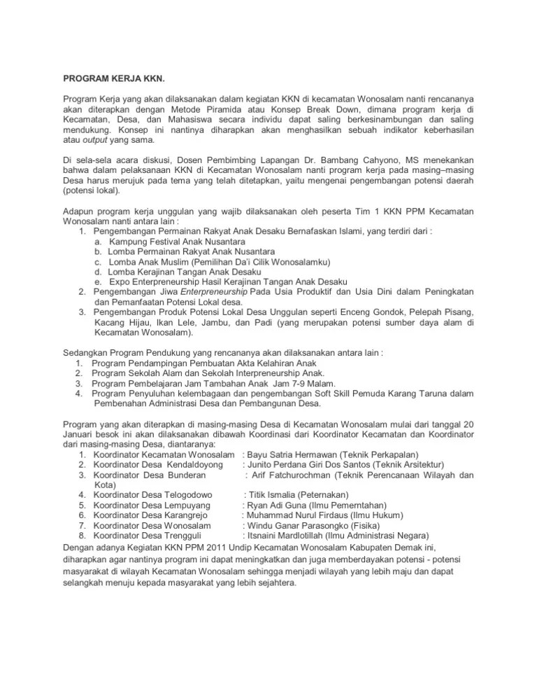 Program Kerja KKN 1 | PDF