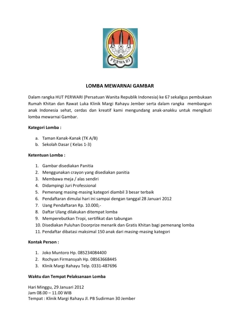 Contoh Proposal Lomba Mewarnai Tingkat Tk – Berbagai Contoh