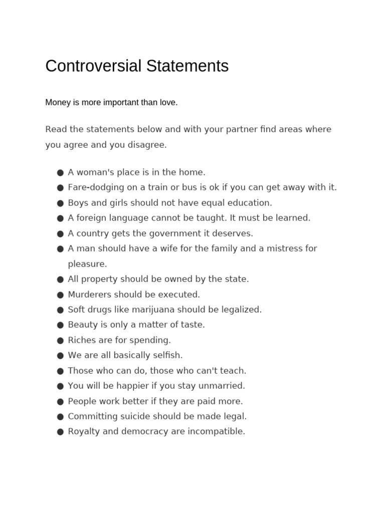 Controversial Statements PDF