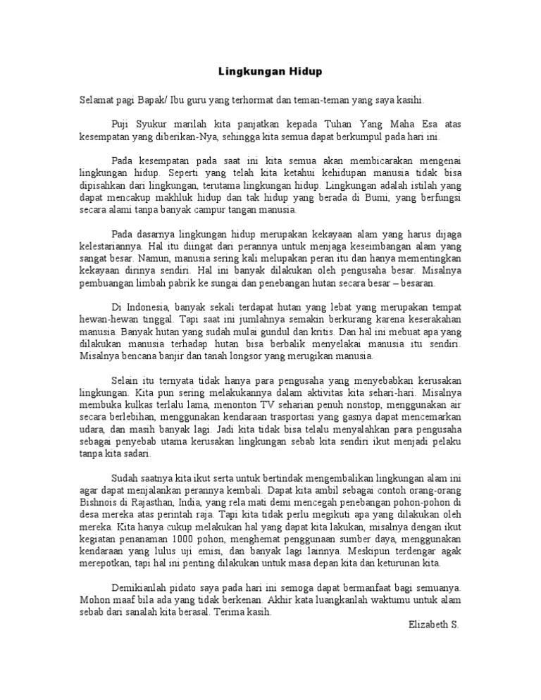 Pidato Lingkungan Hidup | PDF