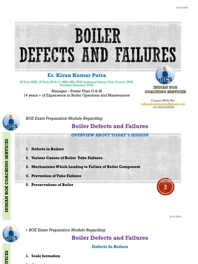BOE Exam Prep Boiler Defects Overview PDF Calcium Hydroxide