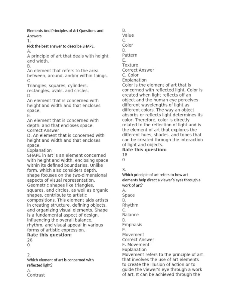 Art Elements And Principles Qa Guide Pdf Composition Visual Arts