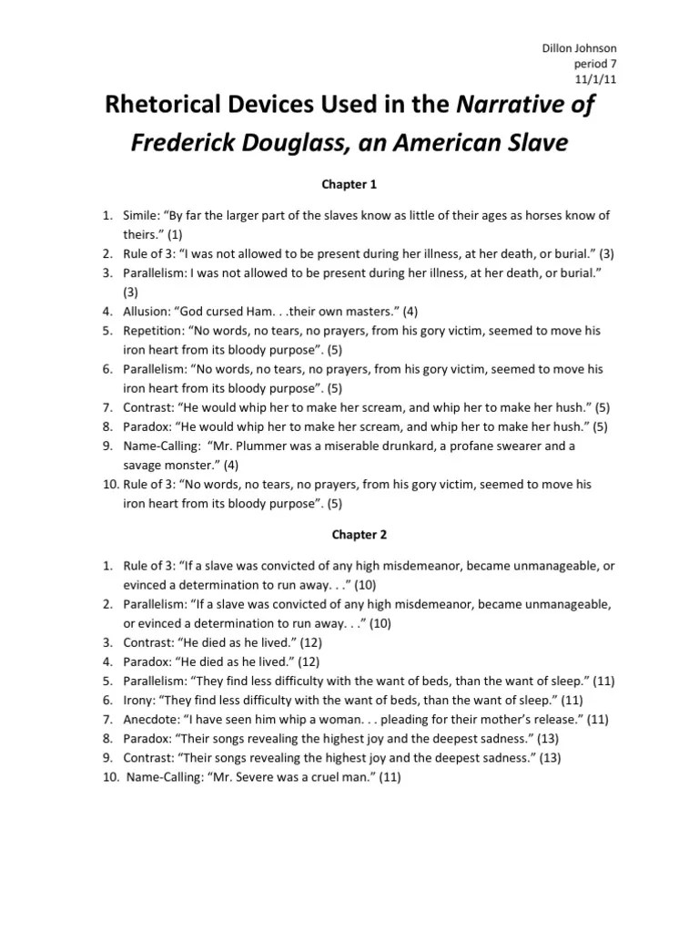 Rhetorical Devices Used in The Narrative of Frederick Douglass PDF