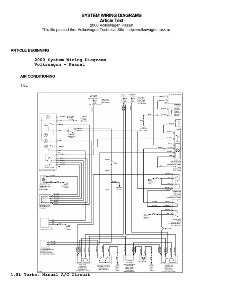 Passat B5 Wiring Diagram | PDF