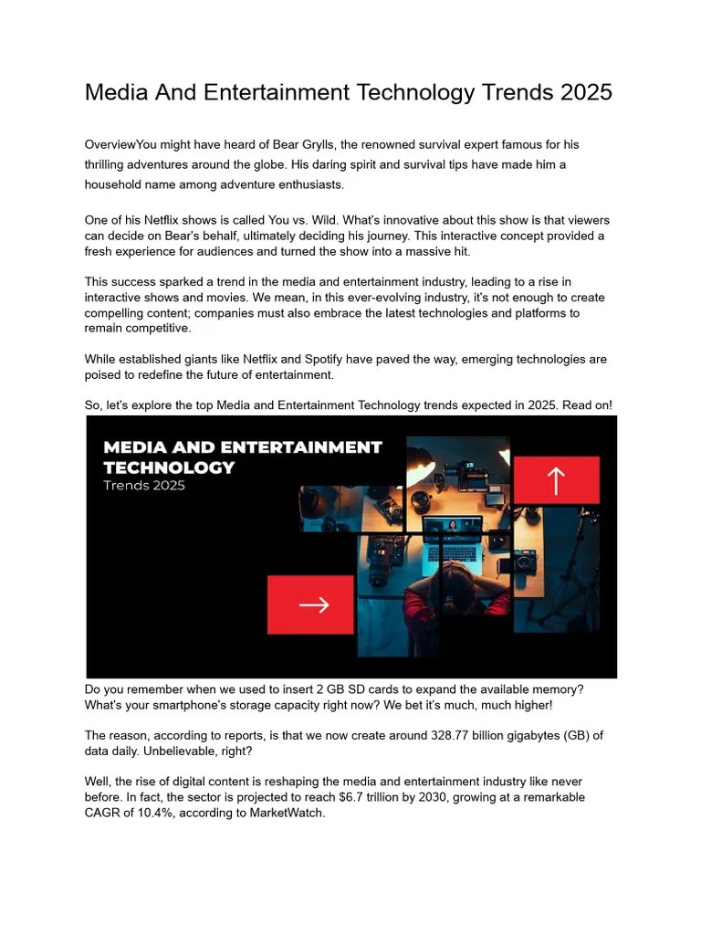 Media Entertainment Tech Trends 2025 Pdf Cloud Computing