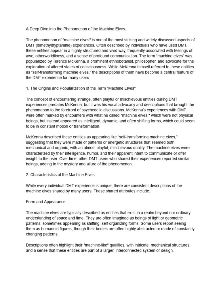 A Deep Dive Into The Phenomenon Of The Machine Elves Pdf Experience