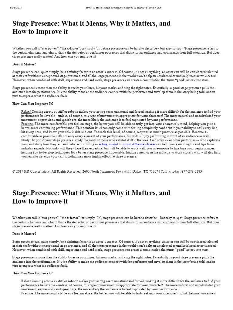 Stage Presence What It Means Why It Matters And How To Improve It