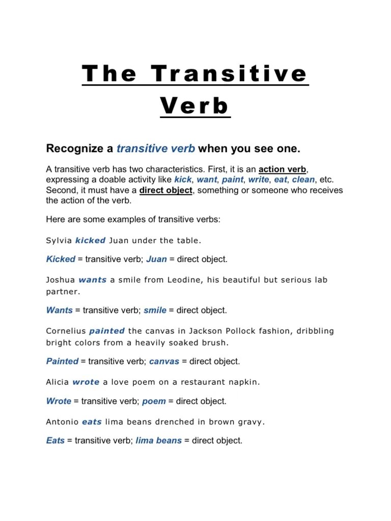 The Transitive Verb PDF Verb Strawberry
