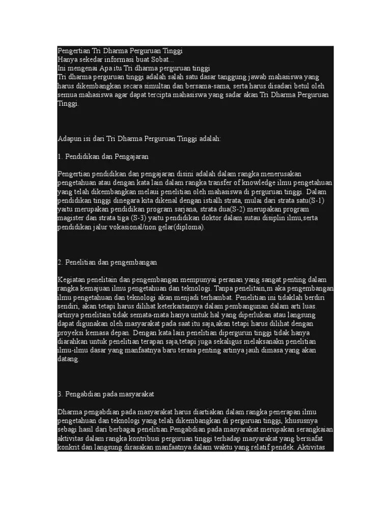 Pengertian Tri Dharma Perguruan Tinggi PDF