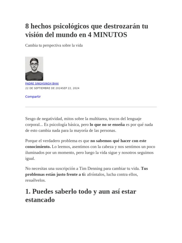 8 Hechos Psicológicos Que Destrozarán Tu Visión Del Mundo en 4 MINUTOS8