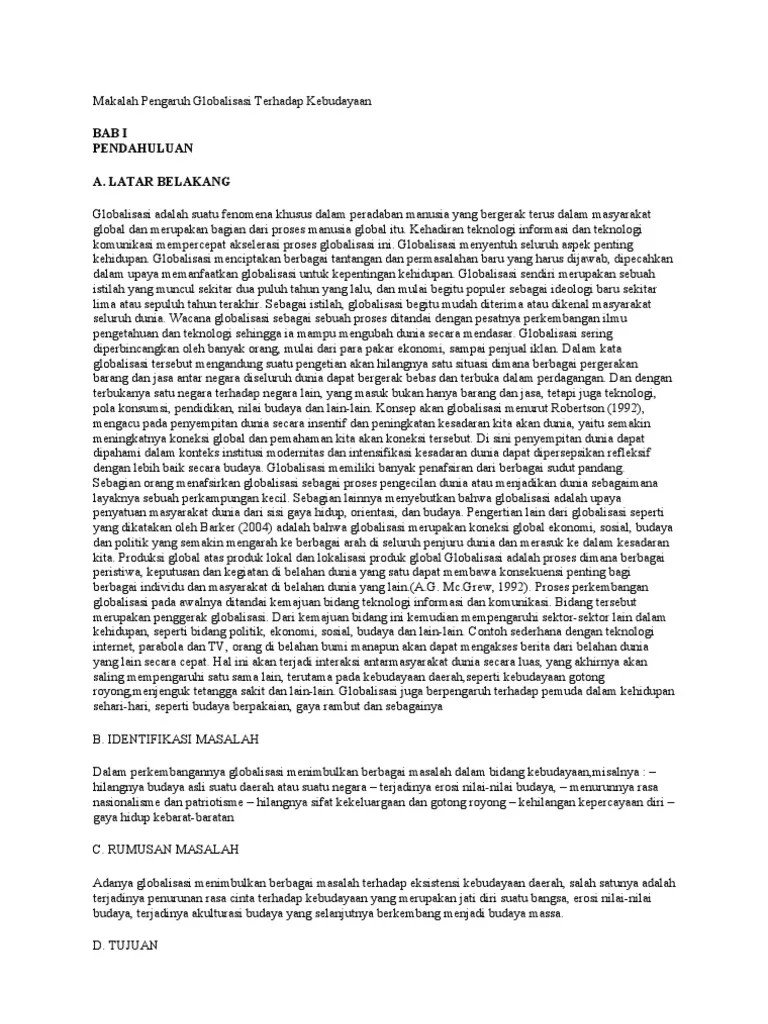 Makalah Pengaruh Globalisasi Terhadap Kebudayaan PDF