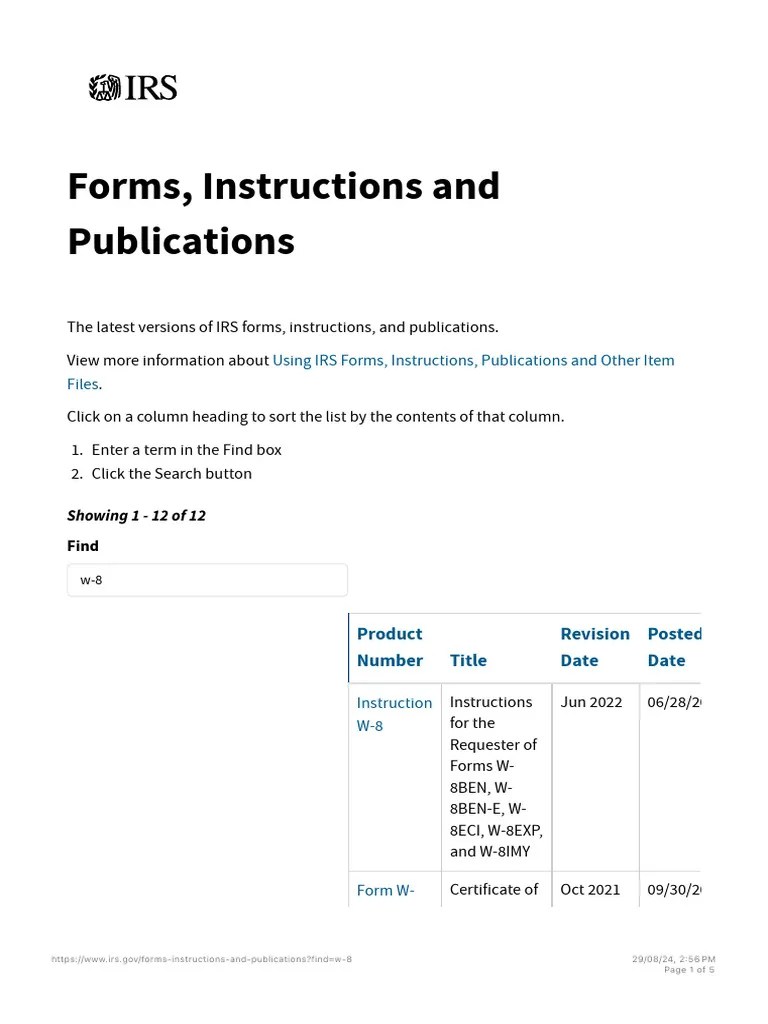 Forms, Instructions and Publications Internal Revenue Service PDF(08)