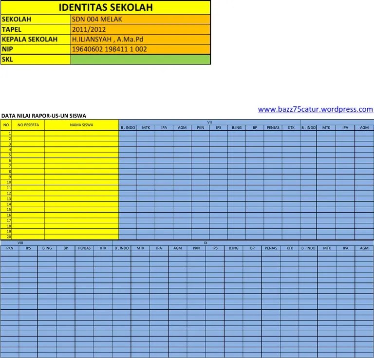 Aplikasi Pengolahan Rekap Nilai Ujian Nasional Sd