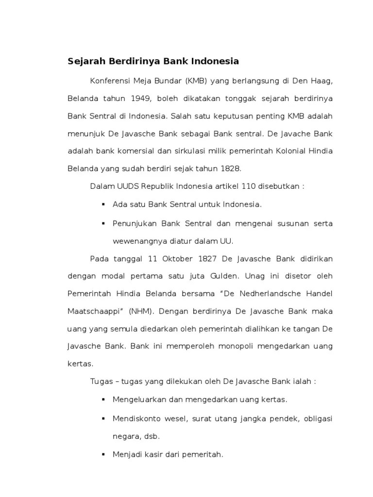 Sejarah Berdirinya Bank Indonesia | PDF