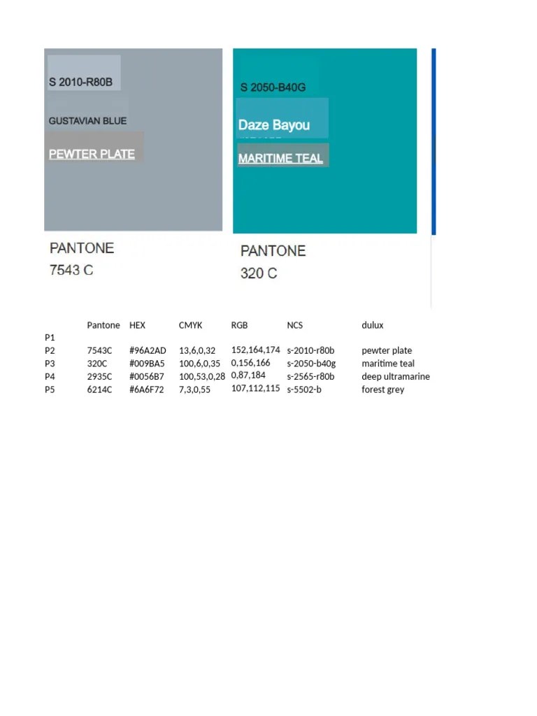 Colour Code Pantone | PDF