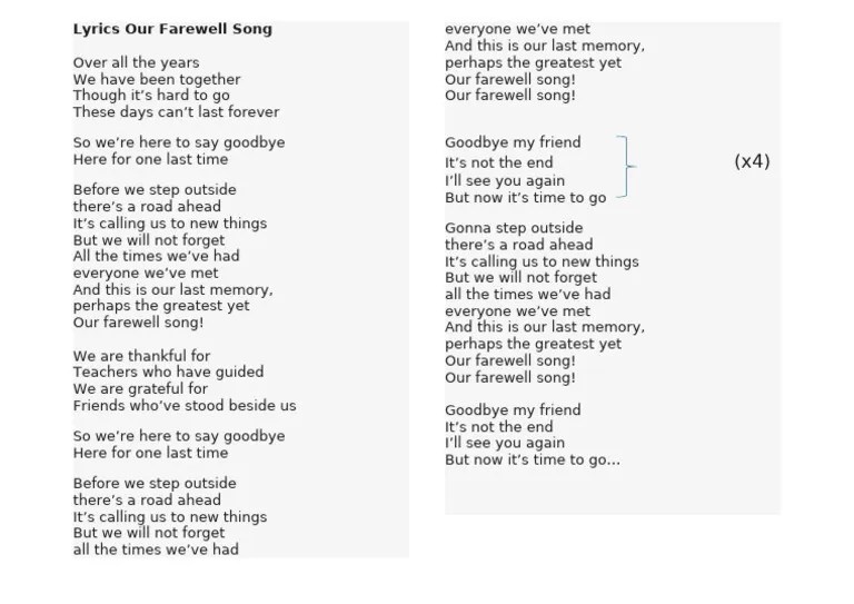 Our Farewell Song Lyrics | PDF