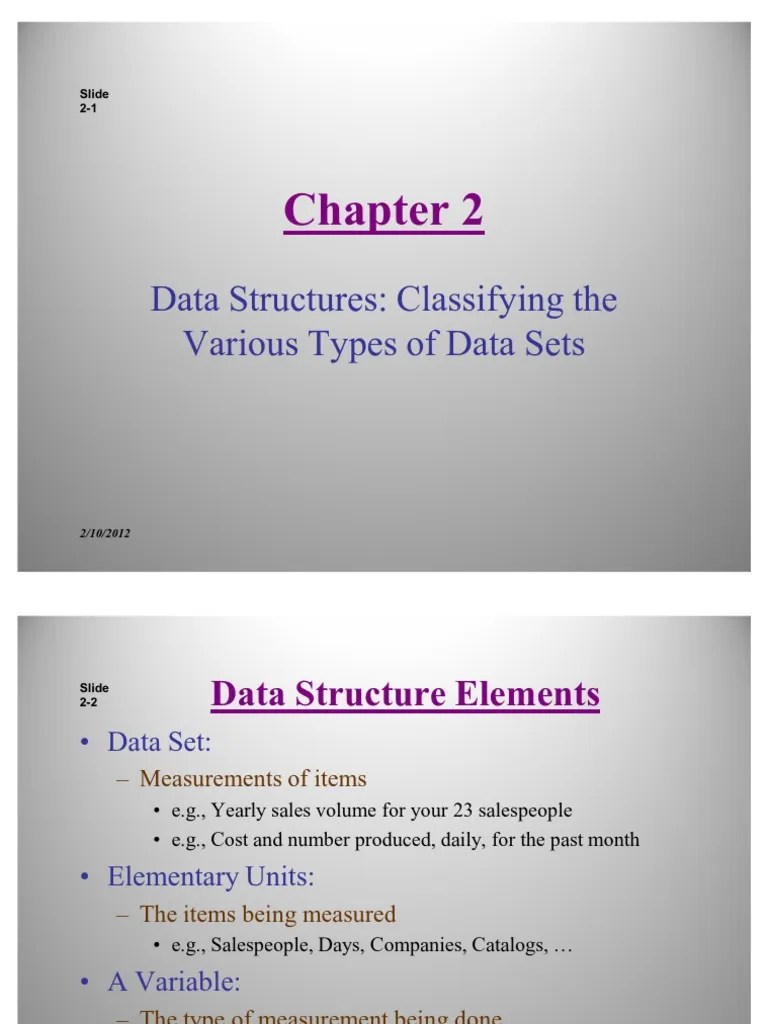 Statistics Data Structures Classifying The Various Types of Data Sets PDF Time Series