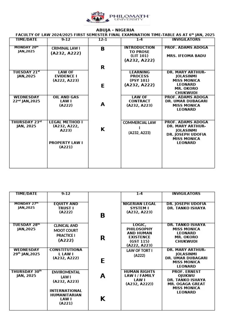 Faculty of Law Exam Schedule 2025 PDF Applied Philosophy Justice(08)