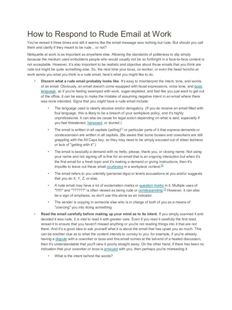 How to Respond to Rude Email at Work Email Email Spam Free 30day