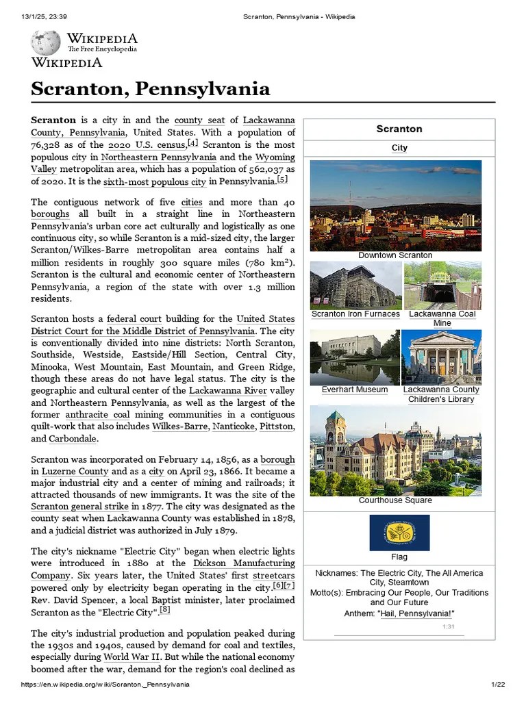 Scranton, Pennsylvania Wikipedia PDF Scranton