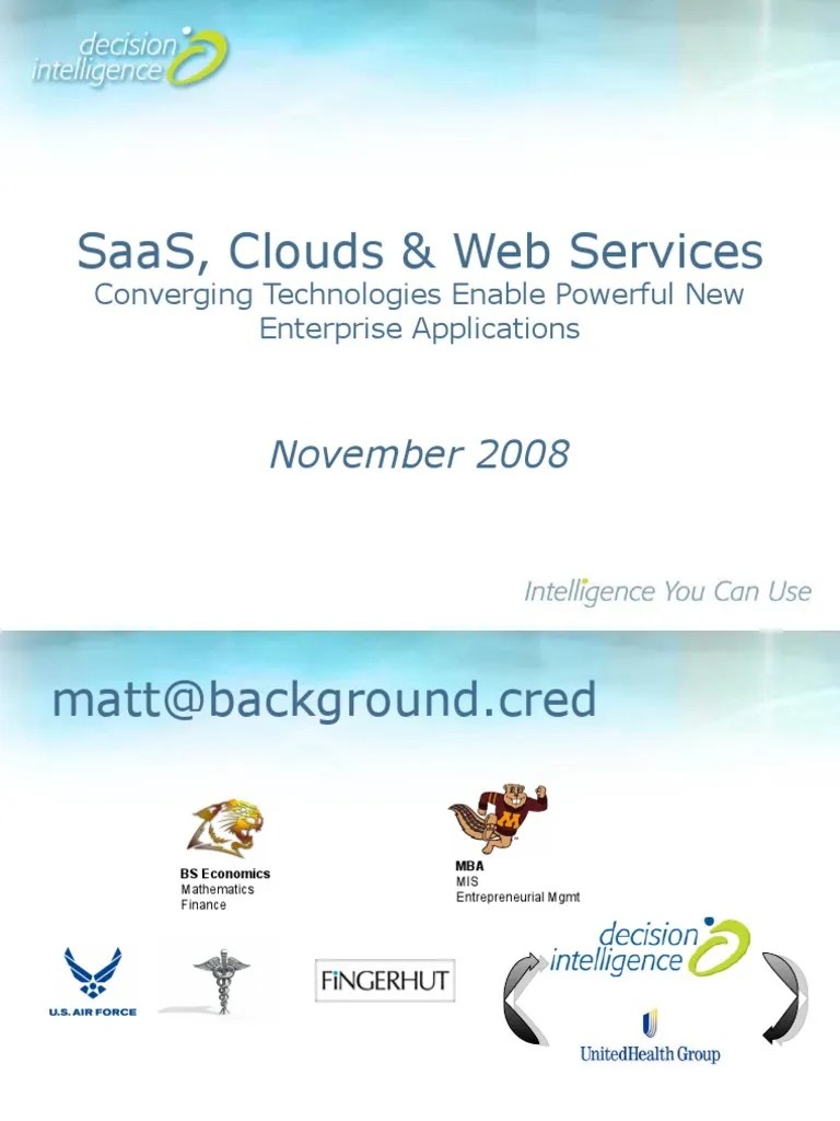 SaaS Clouds and Web Services Software As A Service Cloud Computing