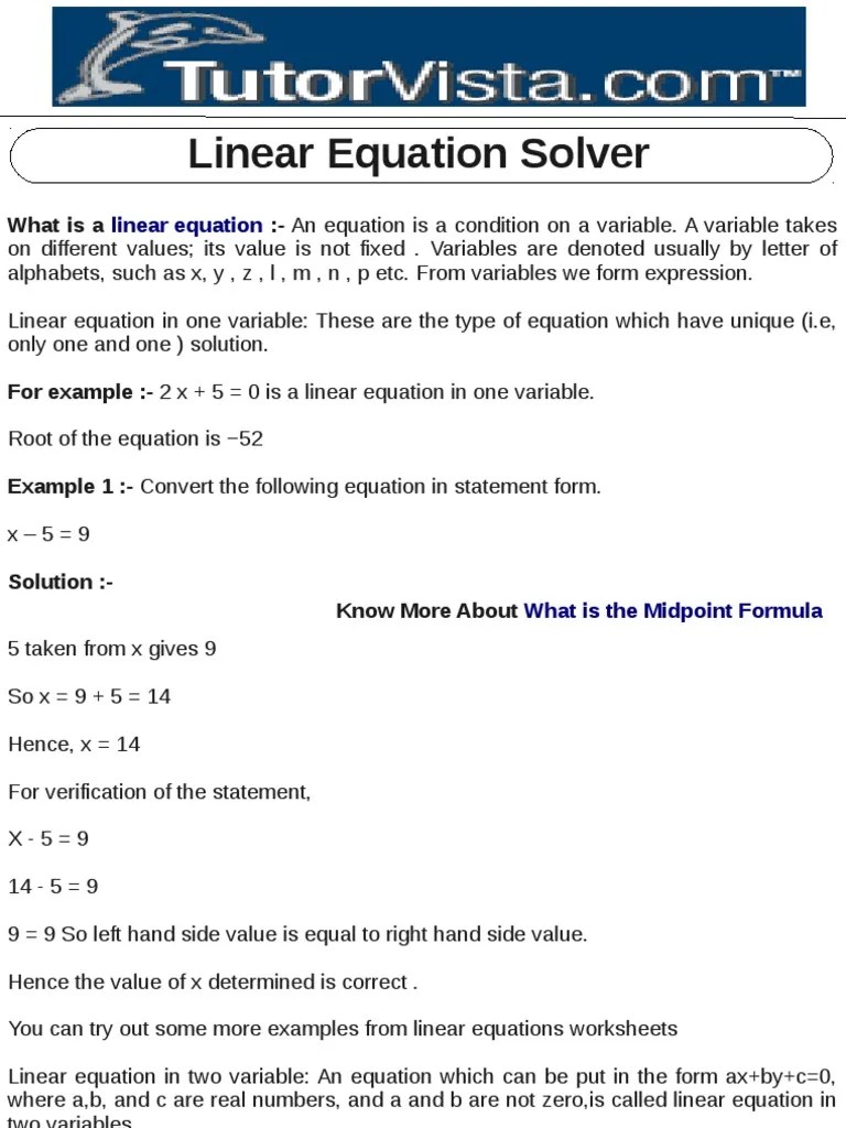 Linear Equation Solver PDF