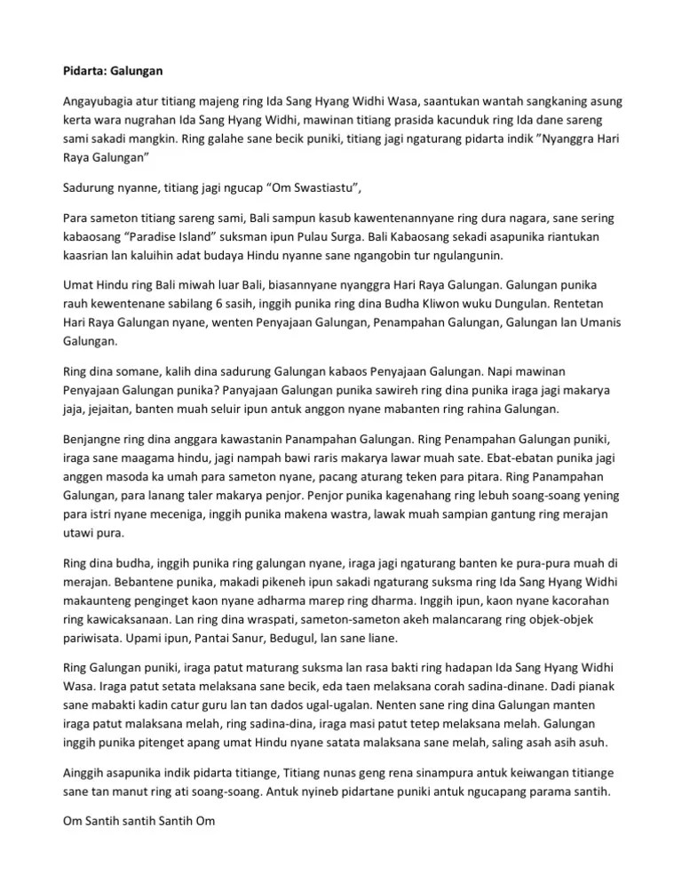 Pidato Bahasa Bali Tentang Hari Raya – Penggambar