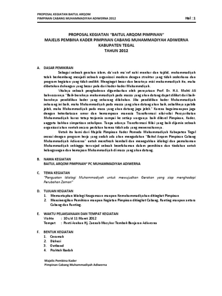 Contoh Proposal Kegiatan PDF