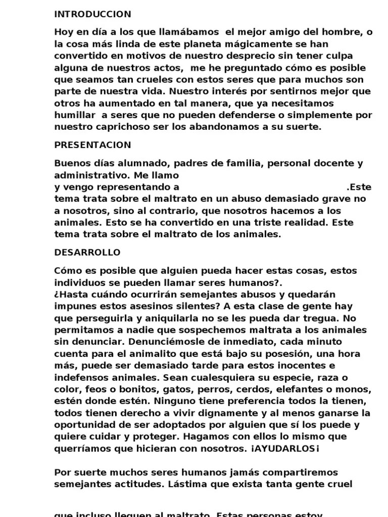 Discurso Al Matrato a Los Animales