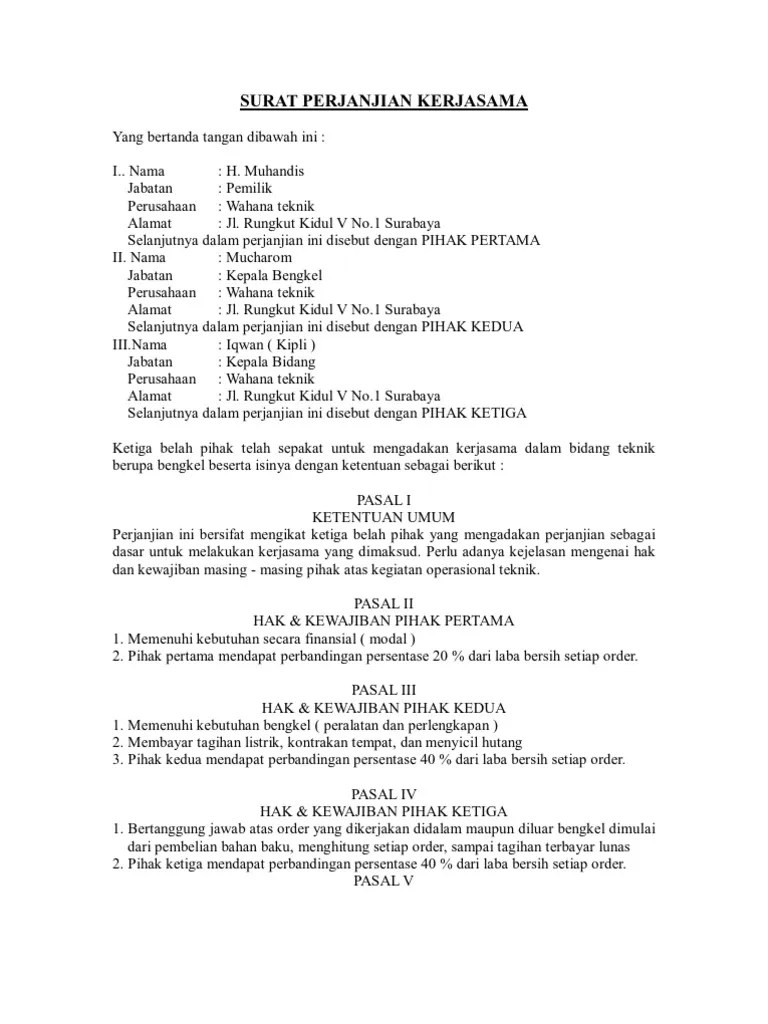 Contoh Surat Dagang Beserta Pasal Ngasal.co