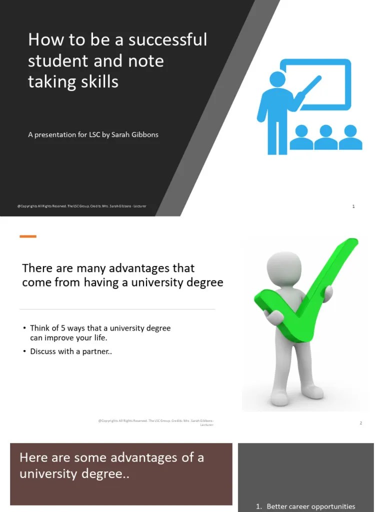 SSHE Week 2 Being A Successful Student and Note Taking Methods PDF