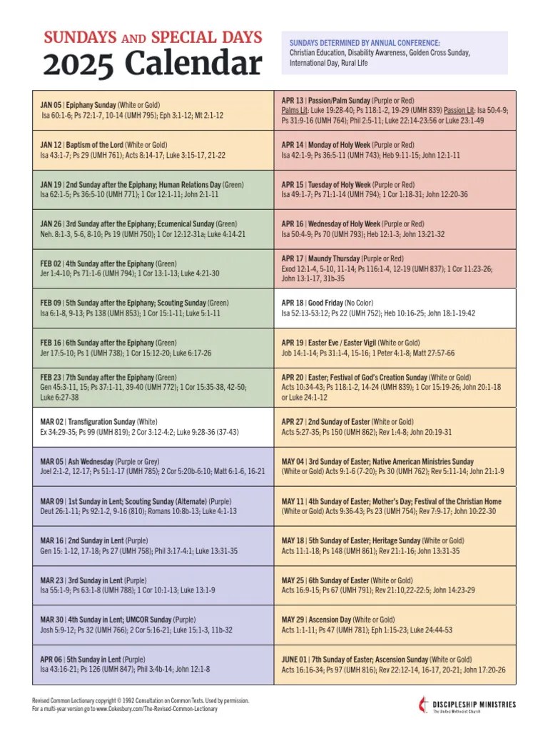 Lectionary 2025 Umc Intranet UMC Lectionary 2025 PDF Easter Catholic Liturgy