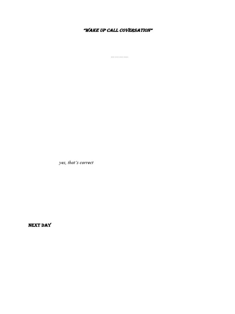 Wake Up Call Coversation PDF