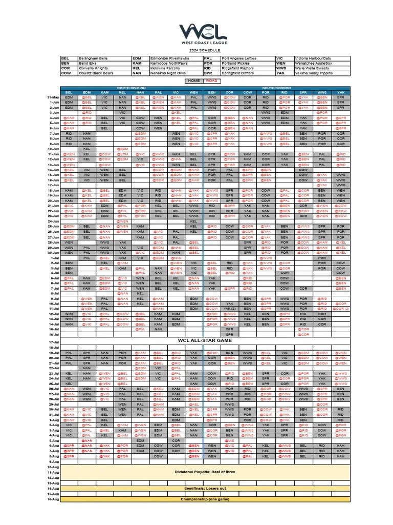 2024 WCL Official Schedule Updated | PDF