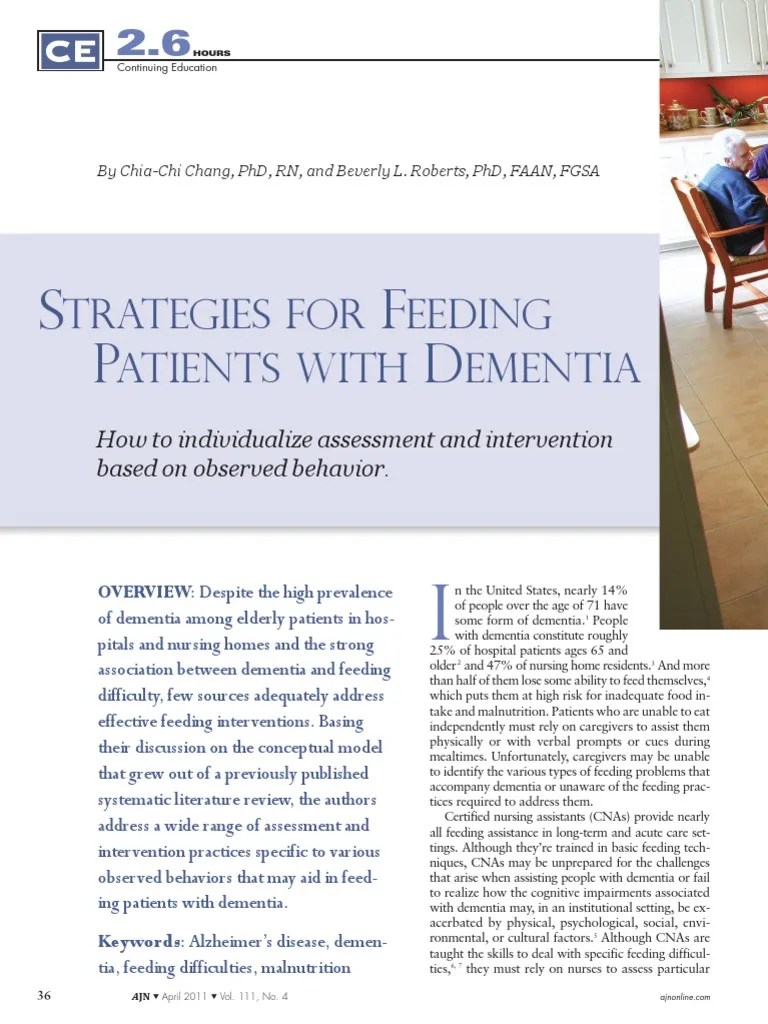Strategies for Feeding Patients With Dementia.18 Dementia Caregiver