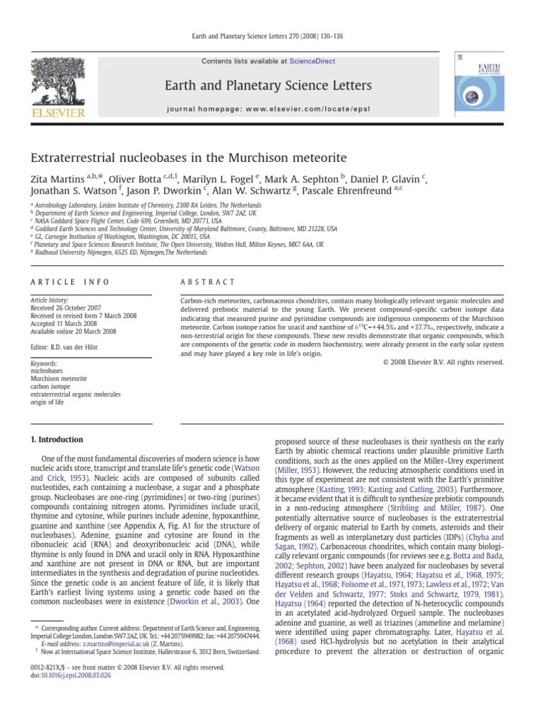 Earth and Science Letters PDF Chemistry Physical Sciences