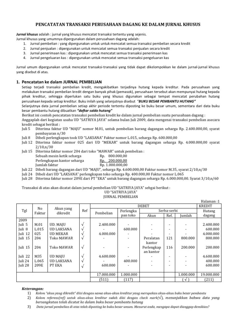 An Transaksi An Dagang Ke Dalam Jurnal Khusus | PDF