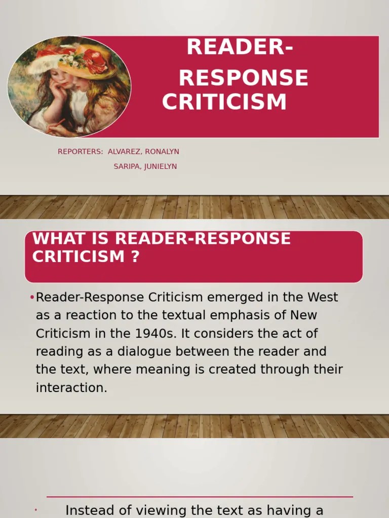 Reader Response Criticism PDF Social Psychology Liberal Arts