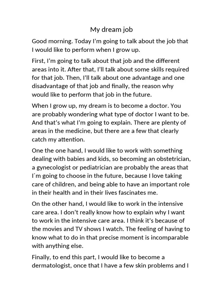 My Dream Job a Doctor PDF
