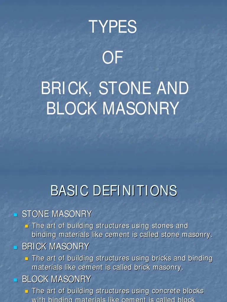 Masonry (Basic Define Ti On) Masonry Brick