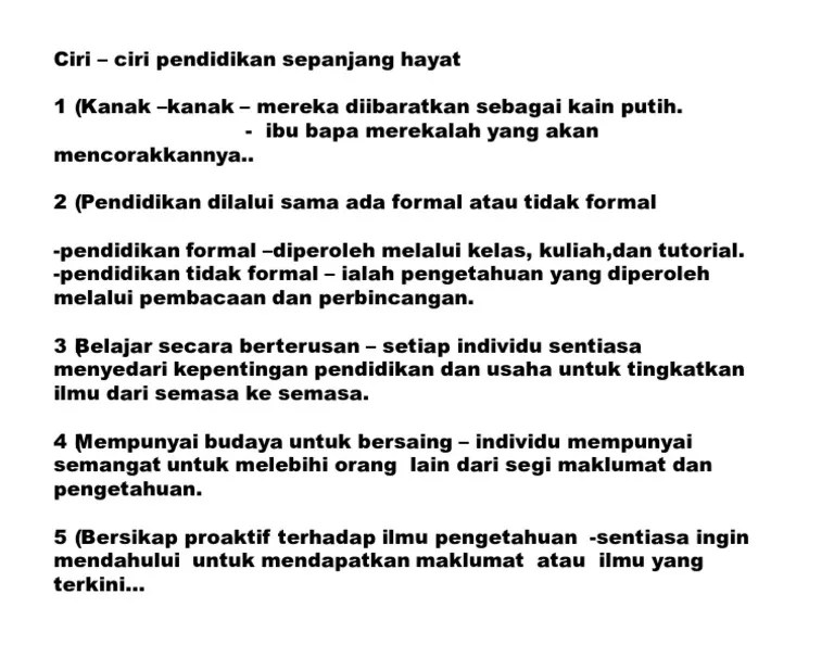Ciri 2 Pendidikan Sepanjang Hayat.. | PDF
