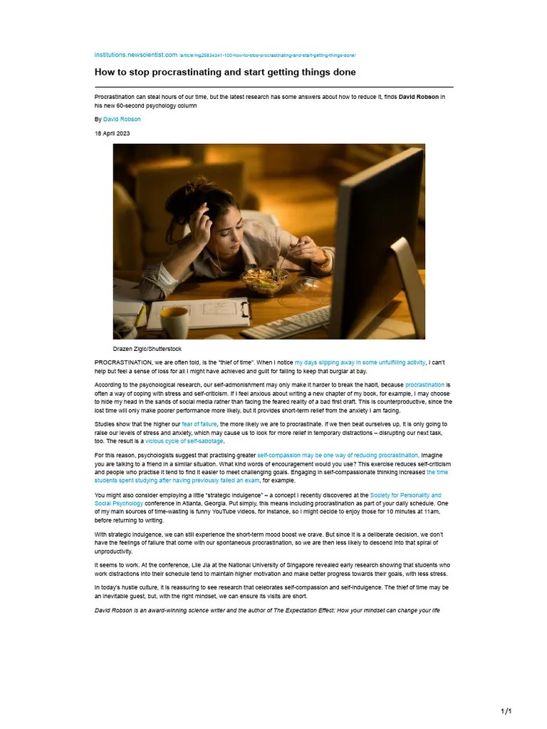 How To Stop Procrastinating And Start Getting Things Done Pdf