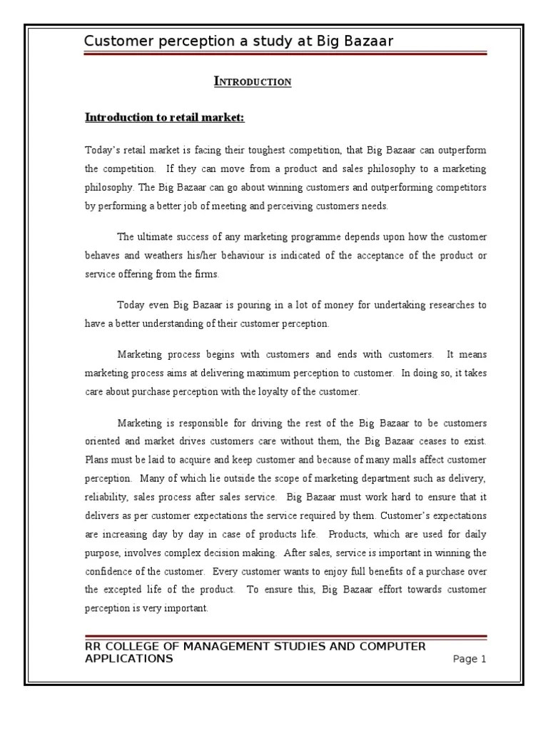 Big Bazaar Customer Perception PDF Big Box Store Retail