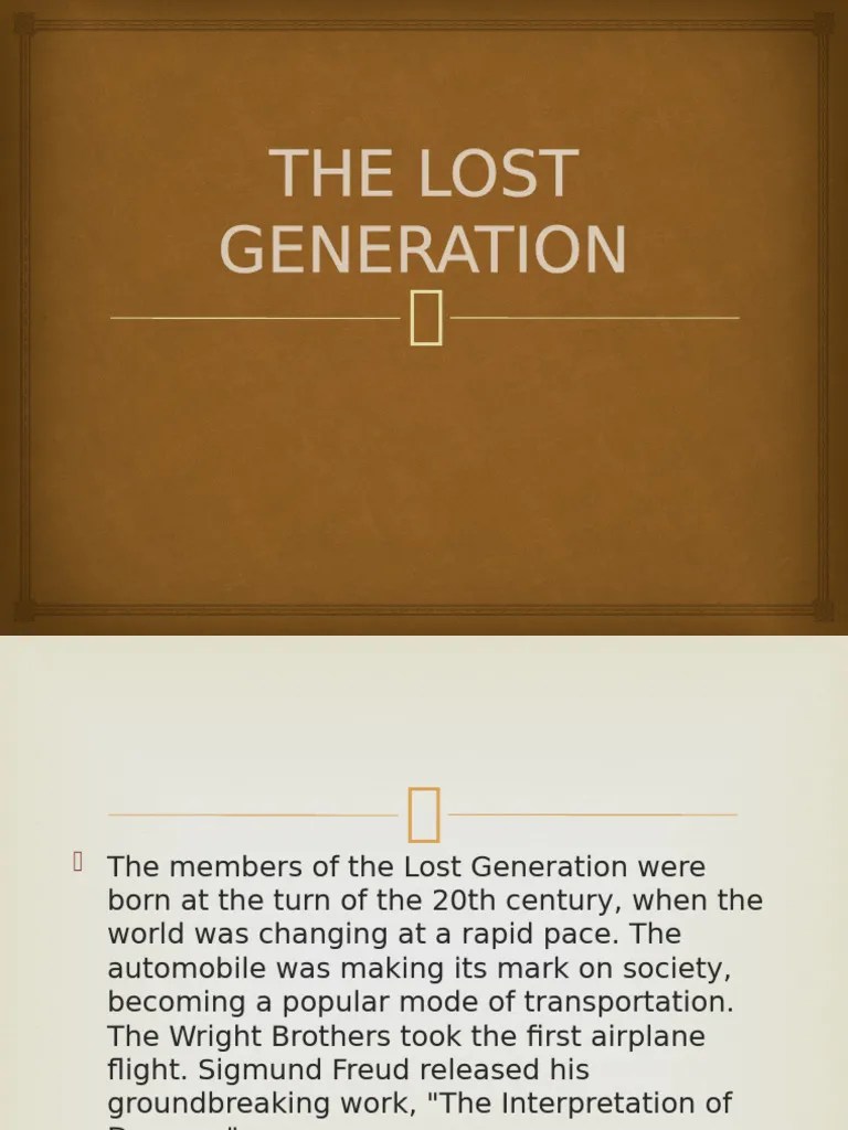Lost Generation Impact & Writers PDF F. Scott Fitzgerald