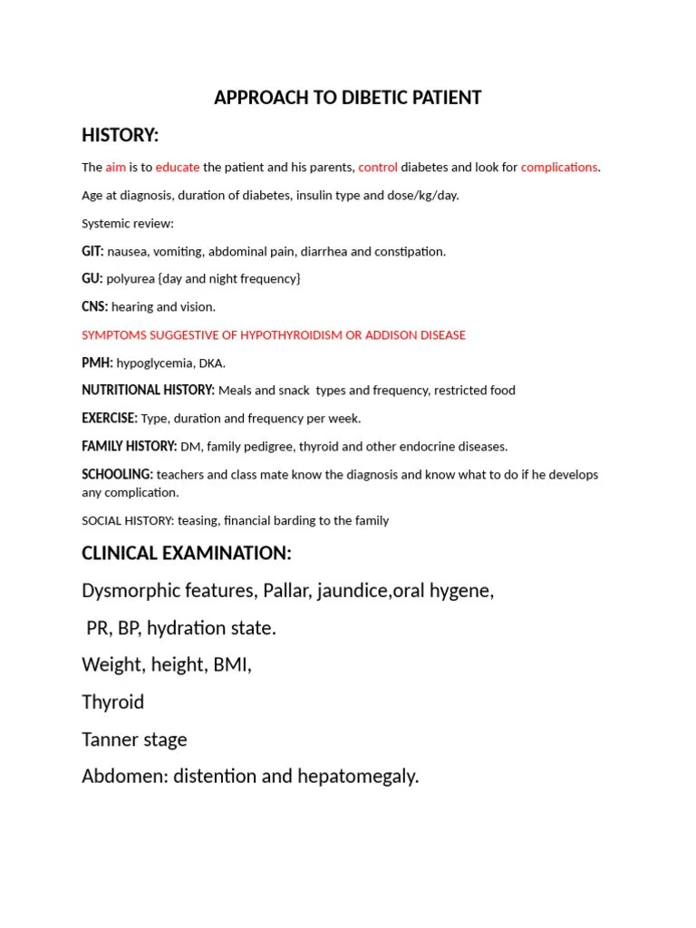 Approach to Dibetic Patient PDF