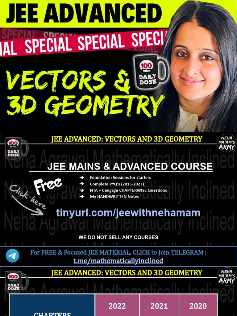 Jee Advanced Vectors 3d Geometry Guide Pdf Line Geometry