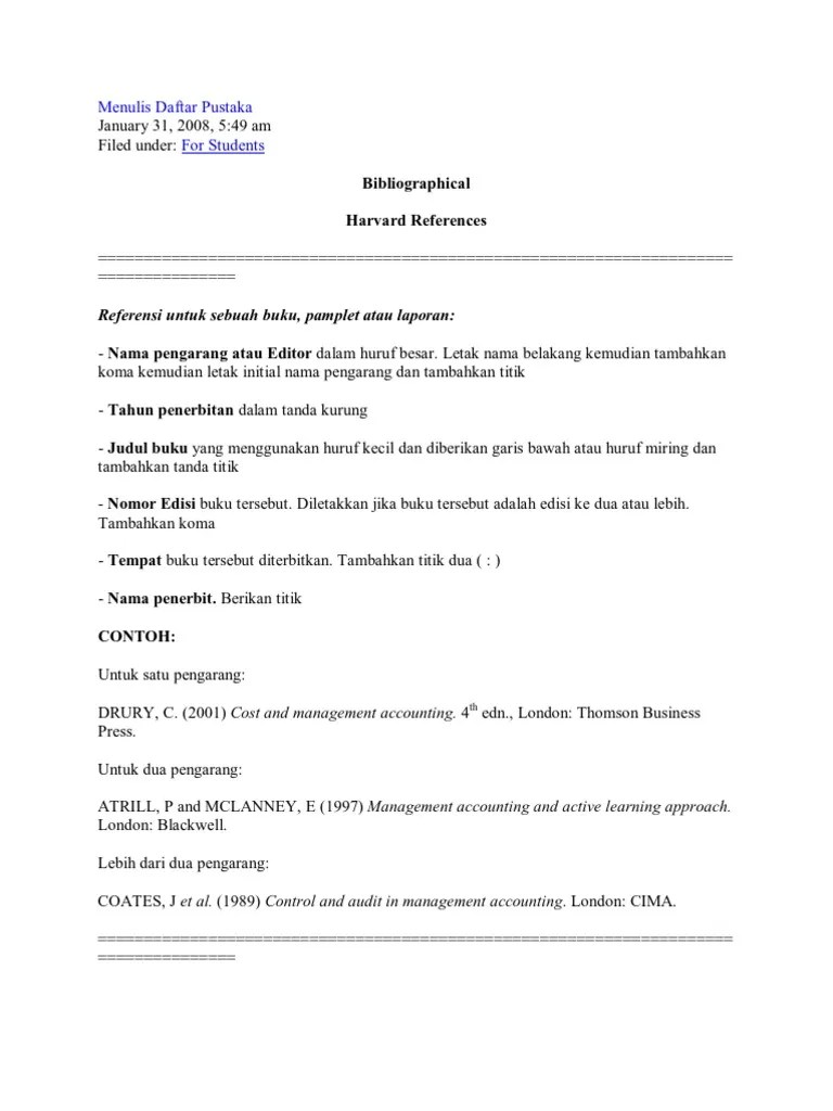 Contoh Daftar Pustaka Harvard Style Pdf Bagikan Contoh