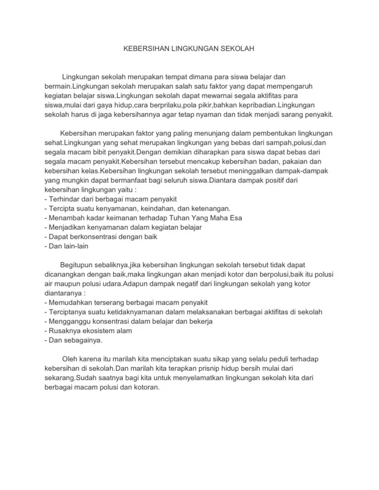 Kebersihan Lingkungan Sekolah | PDF