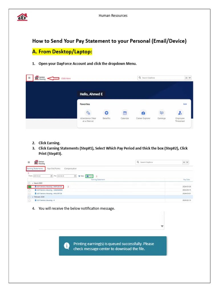 Send Pay Statement To Personal Email Pdf