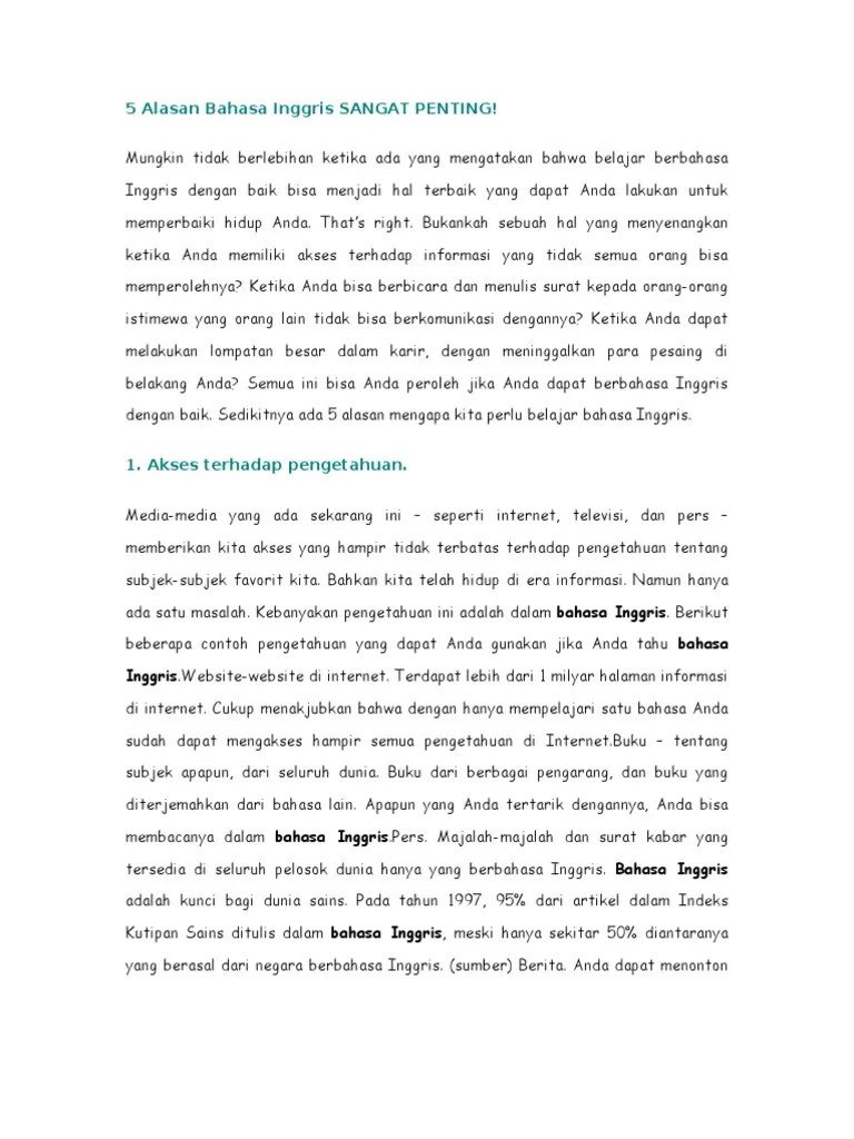 Menurut Saya Dalam English